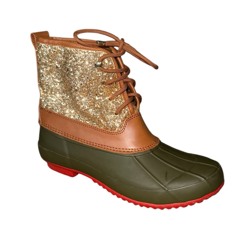 Gianni Bini Gold Sparkle Duck Boots Womens 8 - Picture 1 of 8